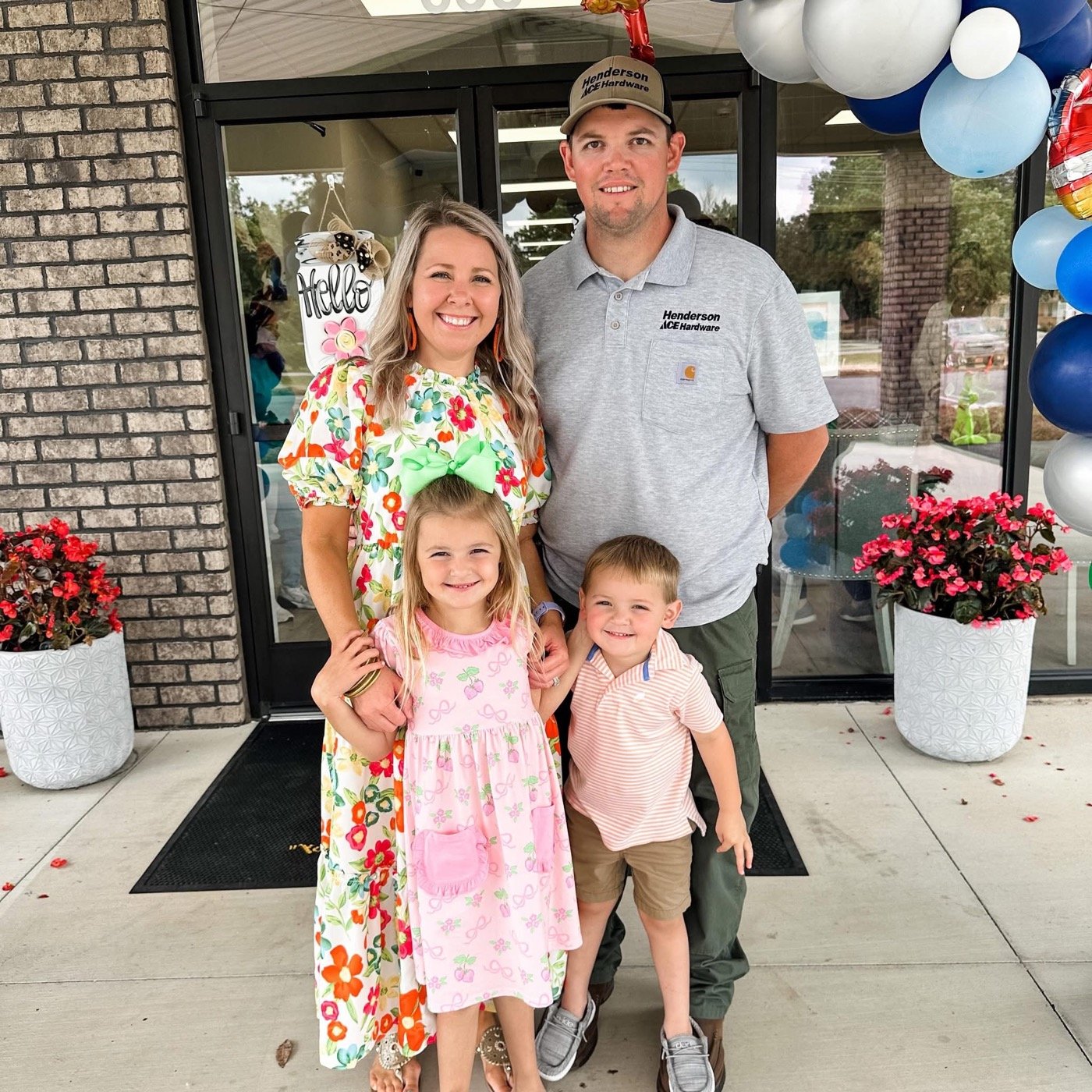 Brittany and Will Henderson with their children Emmarie and Krew, owners of Tiny Treasures Daycare